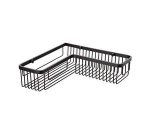 TATAY - L-shaped corner shower basket. Black aluminium. Dimensions: 30x8.5x30cm