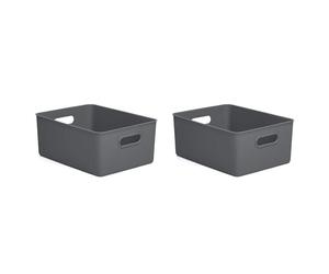 TATAY Large Multipurpose Sort Basket Holds 15 Liters, Anthracite Grey, 29.4 x 38.5 x 16 (Pack of 2)