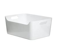 TATAY Plastic Storage Basket 10 L Basic | Storage Organiser Box | Integrated Handles | Minimalist Design | BPA-Free Durable Plastic | 34.5x25x14.5 cm, White