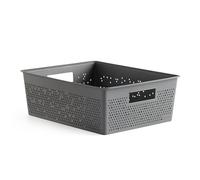 TATAY Plastic Storage Basket 12L Bohol | Organiser Box | Optimal Ventilation | Stackable Modular System | Integrated Handles | BPA-Free Recycled Plastic | 30x39x13.5 cm, Grey