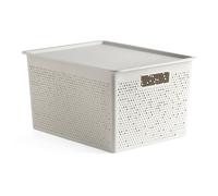 TATAY Set of 20L Rectangular Organiser Box and Lid Bohol, Polypropylene, BPA Free, 100% Recycled Plastic, Colour White. Measures 30.5 x 39.5 x 22 cm
