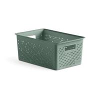 TATAY Plastic Storage Basket 4L Bohol | Organiser Box | Optimal Ventilation | Stackable Modular System | Integrated Handles | BPA-Free Recycled Plastic | 17.5x27x11.5 cm, Green