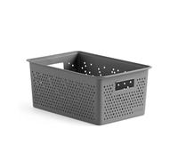 TATAY Plastic Storage Basket 4L Bohol | Organiser Box | Optimal Ventilation | Stackable Modular System | Integrated Handles | BPA-Free Recycled Plastic | 17.5x27x11.5 cm, Grey