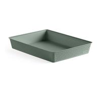 TATAY Plastic Storage Basket A4 Bohol | Drawer Organiser | Minimalist Functional Design | Home & Office Organisation | Recycled BPA-Free Plastic | 26.5x35x5.5 cm, Green