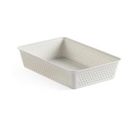 TATAY Plastic Storage Basket A5 Bohol | Drawer Organiser | Minimalist Functional Design | Home & Office Organisation | Recycled BPA-Free Plastic | 17x26x5.5 cm, White