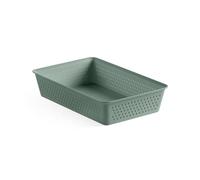 TATAY Plastic Storage Basket A5 Bohol | Drawer Organiser | Minimalist Functional Design | Home & Office Organisation | Recycled BPA-Free Plastic | 17x26x5.5 cm, Green