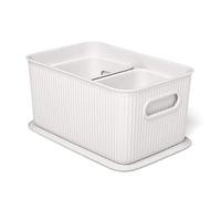 Tatay 7010901 Multipurpose Organizer Basket Set with Lid, 3X White, Medium
