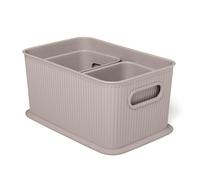 TATAY Plastic Storage Basket Baobab | Set of 3 Storage Boxes with 1 Lid | Integrated Handles | Compact & Versatile Design | BPA-Free Plastic | 18.7x27.8x13.3 cm, Taupe
