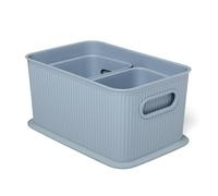 TATAY Plastic Storage Basket Baobab | Set of 3 Storage Boxes with Lid | Integrated Handles | Compact & Versatile Design | BPA-Free Plastic | 18.7x27.8x13.3 cm, Blue