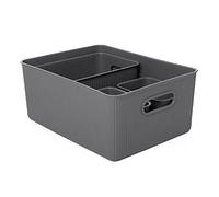 TATAY Plastic Storage Basket Baobab | Set of 4 Organiser Boxes | Integrated Handles | Compact and Versatile Design | BPA-Free Recycled Plastic | 29.4x38.5x16 cm, Grey