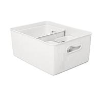 TATAY Plastic Storage Basket Baobab | Set of 4 Organiser Boxes | Integrated Handles | Compact and Versatile Design | BPA-Free Recycled Plastic | 29.4x38.5x16 cm, White