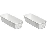 TATAY Plastic Storage Basket Slim Baobab | Drawer Organiser | Elegant Functional Design | Home & Office Organisation | Recycled BPA-Free Plastic | 9x24x5.6 cm, White (Pack of 2)