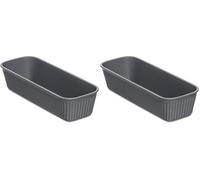TATAY Plastic Storage Basket Slim Baobab | Drawer Organiser | Elegant Functional Design | Home & Office Organisation | Recycled BPA-Free Plastic | 9x24x5.6 cm, Grey (Pack of 2)