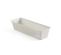 TATAY Plastic Storage Basket Slim Bohol | Drawer Organiser | Minimalist Functional Design | Home & Office Organisation | Recycled BPA-Free Plastic | 8.5x26x5.5 cm, White
