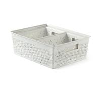 TATAY Plastic Storage Baskets Bohol | Set of 3 Organiser Boxes | Optimal Ventilation | Stackable Modular System | Integrated Handles | BPA-Free Recycled Plastic | 30x39x13.5 cm, White