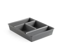 TATAY Plastic Storage Baskets Bohol | Set of 4: A6 + A5 + A4 + Slim | Drawer Organisers | Minimalist Functional Design | Home & Office Organisation | Recycled BPA-Free Plastic, Grey