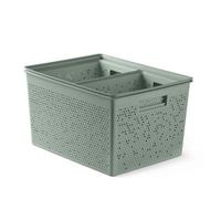 TATAY Set of 4 Bohol Rectangular Organiser Boxes (2 x 4L / 1 x 12L / 1 x 20L), Polypropylene, BPA Free, 100% Recycled Plastic, Green, Measures 30 x 39 x 21.5 cm