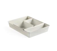 TATAY Plastic Storage Baskets Bohol | Set of 5: 2xA6 + A5 + A4 + Slim | Drawer Organisers | Minimalist Functional Design | Home & Office Organisation | Recycled BPA-Free Plastic, White