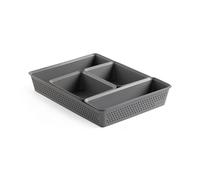 TATAY Plastic Storage Baskets Bohol | Set of 5: 2xA6 + A5 + A4 + Slim | Drawer Organisers | Minimalist Functional Design | Home & Office Organisation | Recycled BPA-Free Plastic, Grey