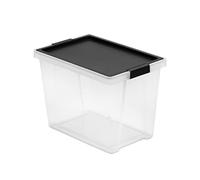 TATAY Storage Box with Lid, 15L Capacity, with Handles, Recycled PP Lid, Transparent, BPA Free, Black. Measures 25 x 36 x 26 cm
