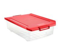 TATAY Underbed Storage Box with Lid, 32L Capacity, with Handles and Wheels, Lid 100% Recycled Materials, BPA Free, Red, Measures 40 x 57 x 18 cm