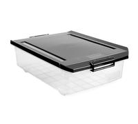 TATAY Underbed Storage Box with Lid, 32L Capacity, with Handles and Wheels, Lid 100% Recycled Materials, BPA Free, Black, Measures 40 x 57 x 18 cm
