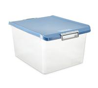 TATAY Plastic Storage Box with Lid 35L Multipurpose - Classic | Lid with Hinges Included | Ergonomic ABS Handles | Stackable and Durable Design | BPA Free Plastic | 37.7x47.5x26 cm, Blue