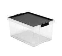 TATAY Plastic Storage Box with Lid 35L Multipurpose - Style | Lid with Hinges Included | Stackable and Lightweight Design | BPA Free Plastic | 37x51x26 cm, Black