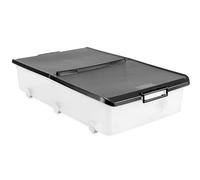TATAY Plastic Storage Box with Lid 63L Underbed - Classic | Folding Lid Included | Ergonomic ABS Handles | Integrated Wheels | Durable Design | BPA Free Plastic | 45x78x18 cm, Black