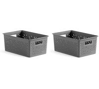 TATAY Rectangular Organiser Box 4L Bohol, Polypropylene, BPA Free, 100% Recycled Plastic. Anthracite Grey. Measures 17 x 27 x 11,5 cm (Pack of 2)