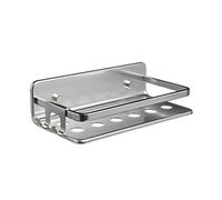 Tatay Moon rectangular shower shelf, 100% stainless steel, aluminum, 20 x 10 x 5.5 cm, Glue and fixing kit sold separately, Shiny Finish