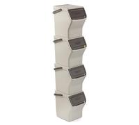 TATAY Recycling Kitchen Bin Easy Waste 20L | Set of 4 | Stackable Recycling Bins Modular Design | Click-Lid System | Integrated Carry Handle | Made from Recycled Material | 35x27x36 cm - Ecohome