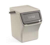 TATAY Recycling Kitchen Bin Easy Waste 20L | Stackable Recycling Bin Modular Design | Click-Lid System | Integrated Carry Handle | Made with Recycled Material | 35x27x36 cm - Ecohome