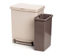 TATAY Recycling Bin 17L + 8L, 25L Total Capacity, with Pedal, 8L Separate bucket, Polypropylene, BPA Free, 100% recycled materials, Beige Colour. Measures: 33.5 x 31 x 42cm