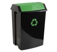 TATAY Recycling Bin, 50L Capacity, Swing Lid, Polypropylene, BPA Free, Solar Protection, Green . Dimensions 40,5 x 33,5 x 57,5 cm