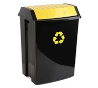 TATAY Recycling Bin, 50L Capacity, Swing Lid, Polypropylene, BPA Free, Solar Protection, Yellow . Dimensions 40,5 x 33,5 x 57,5 cm