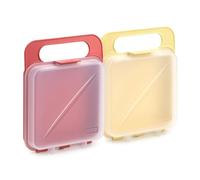 TATAY Sandwich Box Fresh | Set of 2 Units | Compact, Reusable Design with Clip Closure | Freezer, Microwave and Dishwasher Safe | BPA Free | 14 x 4 x 18 cm, Yellow and Cranberry Red