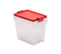 TATAY Set of 3 Storage Boxes with Lid, 2 x 7L, 1 x 15L, with Handles, Lid 100% recycled materials, BPA Free, Red. Measures 25 x 36 x 29 cm