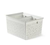 TATAY Set of 4 Rectangular Organiser Boxes Bohol (2 x 4L / 1 x 12L / 1 x 20L), Polypropylene, BPA Free, 100% Recycled Plastic. White. Measures 30 x 39 x 21,5 cm