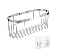 TATAY Shower Shelf No Drill Oval | Includes Mounting System (Quick Fix) | Holds up to 5 kg | 100% Stainless Aluminium | Shower Caddy for Bathroom Storage - 12 x 11.5 x 30 cm - Chrome