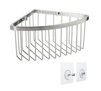 TATAY Shower Shelf No Drill Corner | Includes Mounting System (Quick Fix) | Holds up to 5 kg | 100% Stainless Aluminium | Shower Caddy for Bathroom Storage - 20 x 11.5 x 20 cm - Chrome
