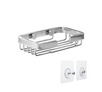 TATAY Shower Shelf No Drill Rectangular | Includes Mounting System (Quick Fix) | Holds up to 5 kg | 100% Stainless Aluminium | Shower Caddy for Bathroom Storage - 9 x 3.2 x 14 cm - Chrome