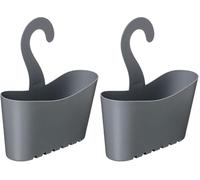 TATAY Shower Caddy Multifunctional | Resists Humidity | Easy No-Drill Installation | Polypropylene | Stackable Hanging Shower Basket | Easy Drainage and Cleaning | 25 x 9 x 28 cm - Grey (Pack of 2)