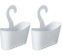 TATAY Shower Caddy Multifunctional | Resists Humidity | Easy No-Drill Installation | Polypropylene | Stackable Hanging Shower Basket | Easy Drainage and Cleaning | 25 x 9 x 28 cm - White (Pack of 2)