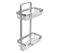 TATAY Shower Shelf Aluminium 2 Tiers Rectangular | Includes Screws | Compatible with No-Drill System (Quick Fix) | Resists Humidity and Corrosion | Easy Drainage | 20.5 x 10.5 x 38.5 cm - Ice