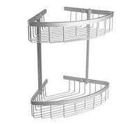 Tatay Double Bathroom Corner Basket Collection Ice, Made of Aluminum, Color Silver, Measures 30 x 22 x 33 cm