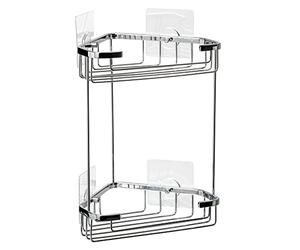 TATAY Shower Shelf No Drilling 2 Tiers Brass | Includes Screws and Quick Fix Mounting System | Supports 10 kg | Moisture Resistant | Easy Drainage | 17.5 x 17.5 x 26.5 cm - Krom Model