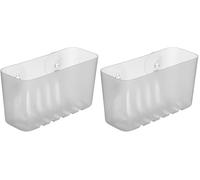 TATAY Shower Shelf No Drilling Rectangular | Includes Suction Cups | Supports 1.5 kg | Moisture-Resistant Polypropylene | Small Size | 20 x 8.5 x 11 cm - Standard Model - Glacé (Pack of 2)