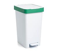 Tatay Smart Pedal Bin, 25L Capacity, Retractable Pedal, Polypropylene, BPA Free, 30L Trash Bag. Green Recycling. Measures 26 x 36 x 47cm