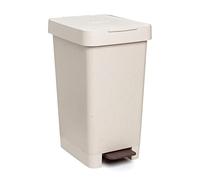 Tatay ECOHOME Smart Pedal Bin, 25L Capacity, Retractable Pedal, Polypropylene, BPA Free, 30L Garbage Bag, 100% Recycled Plastic, Measurements: 26 x 36 x 47 cm, beige